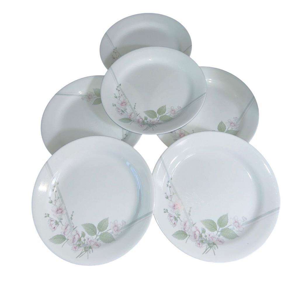 Corelle‎ Veranda Bread and Butter Plates Set of 6 Pink Floral 6.75 inch USA